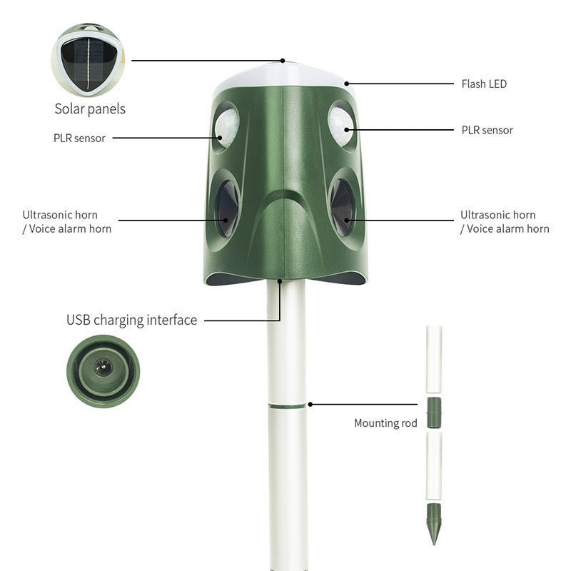 360 Degrees Outdoor Solar Pest Repeller - Gardening Land