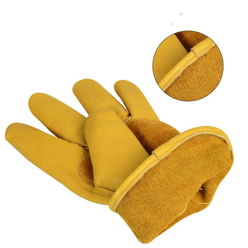 Cowhide Gardening Cow Head Layer Leather High Temperature Protection Gloves - Gardening Land