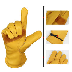 Cowhide Gardening Cow Head Layer Leather High Temperature Protection Gloves - Gardening Land