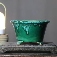 Desktop Potted Handmade Pots Flow Glaze - Gardening Land