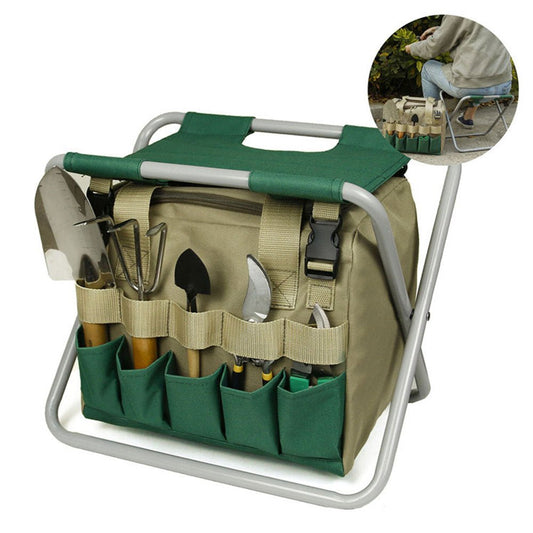 Gardening Stool With Tote Bag Chair Garden Tools Set Organizer, Folding Garden Seat Gardening Stool Gardening - Gardening Land
