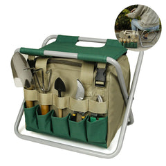 Gardening Stool With Tote Bag Chair Garden Tools Set Organizer, Folding Garden Seat Gardening Stool Gardening - Gardening Land
