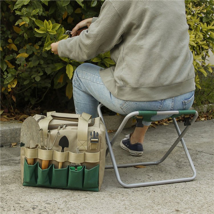 Gardening Stool With Tote Bag Chair Garden Tools Set Organizer, Folding Garden Seat Gardening Stool Gardening - Gardening Land