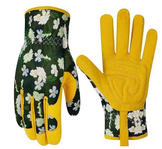 Microfiber Printing Gloves Flower Garden Planting Plucking - Gardening Land