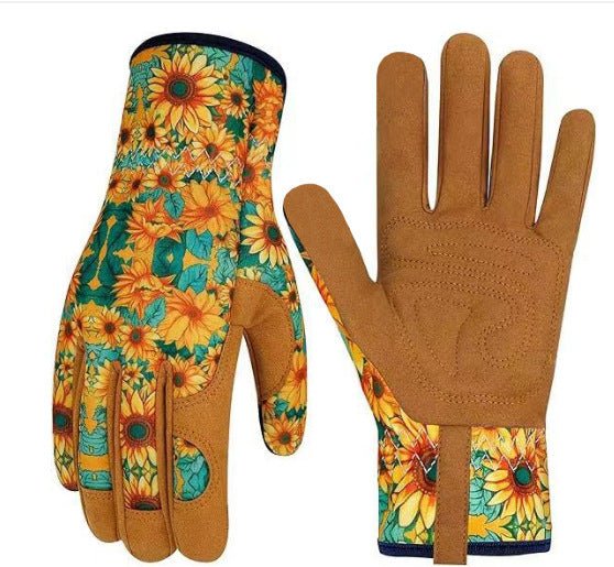 Microfiber Printing Gloves Flower Garden Planting Plucking - Gardening Land