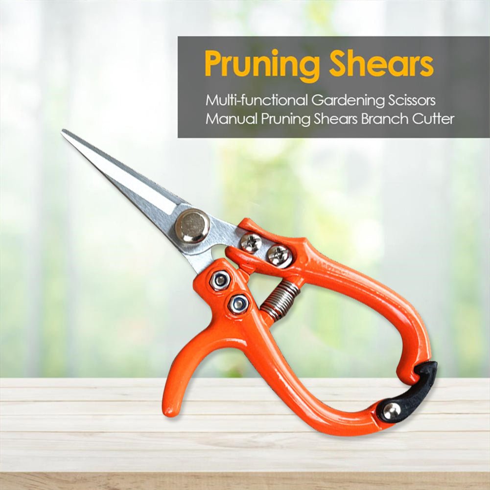 Multifunctional Garden Scissors Pruning Shears Manual With Safety Buckle Stainless Steel Spring Gardening Pruning Shear Branch Plant Cutter - Gardening Land
