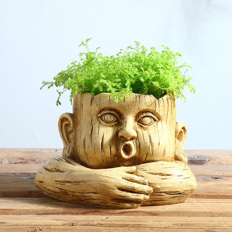 Nordic Fashion Humanoid Flower Pots Leisure Drink Shop Creative Funny Expression Flower Pots - Gardening Land