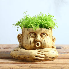 Nordic Fashion Humanoid Flower Pots Leisure Drink Shop Creative Funny Expression Flower Pots - Gardening Land