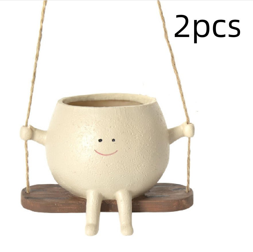 Plant Hanger Baskets Lovely Swing Face Planter Pot Succulent Flower Pots Balcony Wall Hanging Planter Decor Home Garden Supplies - Gardening Land