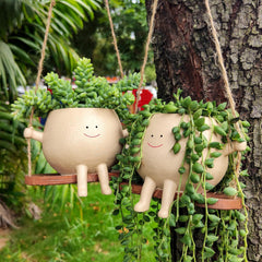 Plant Hanger Baskets Lovely Swing Face Planter Pot Succulent Flower Pots Balcony Wall Hanging Planter Decor Home Garden Supplies - Gardening Land