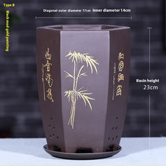 Purple Sand Orchid Pots With Tray - Gardening Land