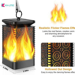 Solar Hanging Flame Torch Lights Flickering Light Waterproof Garden Decoration Outdoor Lawn Path Yard Patio Floor Lamps - Gardening Land