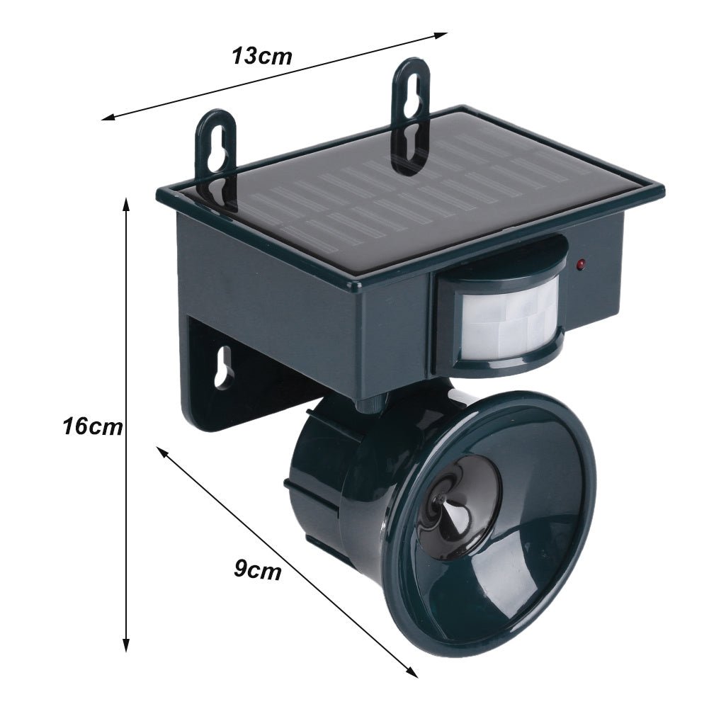 Solar Powered Motion Sensor Ultrasonic Bird Dog Cat Fox Mouse Pest Repeller - Gardening Land