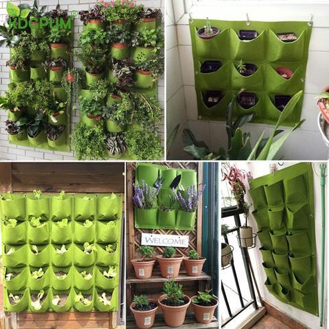 Wall Mount Hanging Planting Bags Home Supplies Multi Pockets DIY Grow Bag Planter Vertical Growing Vegetable Living Garden Bag - Gardening Land