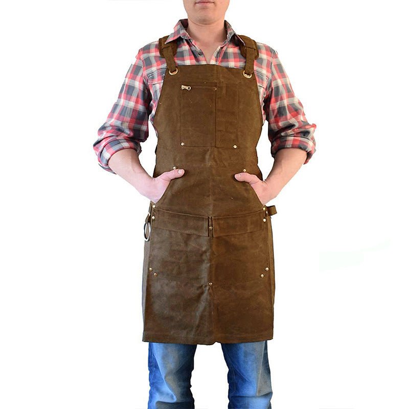 Woodworking Gardening Artist Barbecue Baker Kitchen Household Plain Waxing Canvas Apron - Gardening Land